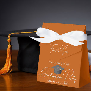 Burnt Orange White Graduation Party Thank You Favor Boxes