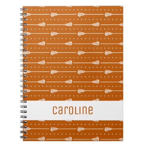 Burnt Orange White Sticks and Dotted Lines Pattern Notebook