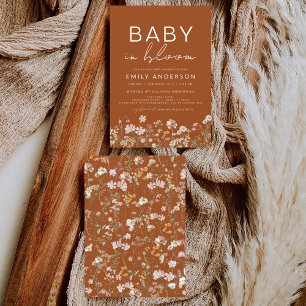 Burnt Orange Wildflower Baby in Bloom Baby Shower Invitation