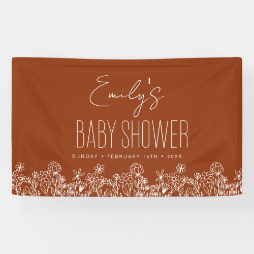 Burnt Orange Wildflower Boho Baby Shower Banner