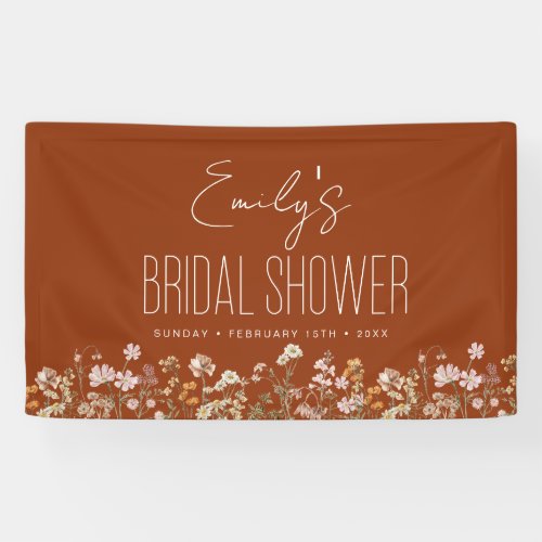 Burnt Orange Wildflower Boho Bridal Shower Banner