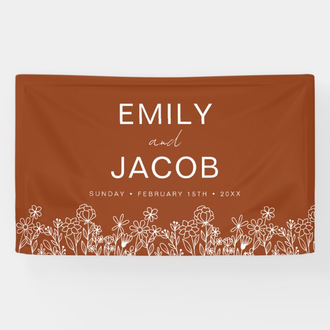 Burnt Orange Wildflower Boho Wedding In Bloom Banner (Horizontal)