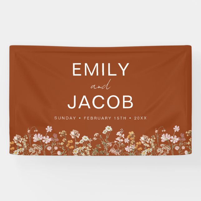 Burnt Orange Wildflower Boho Wedding In Bloom Banner (Horizontal)