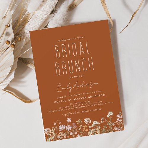 Burnt Orange Wildflower Bridal Brunch Invitation