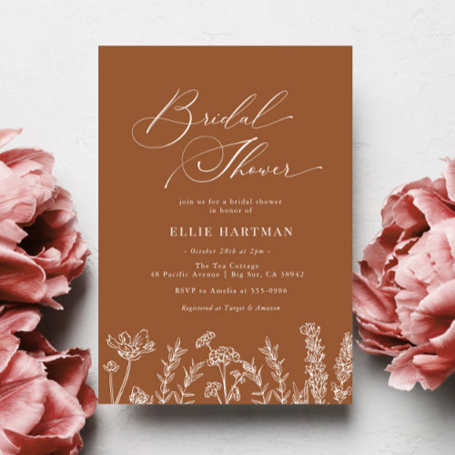 Burnt Orange Wildflower Bridal Shower