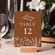 Burnt Orange Wildflower Table Card Number at Zazzle