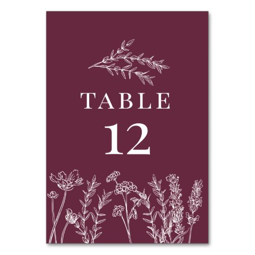 Burnt Orange Wildflower Table Card Number