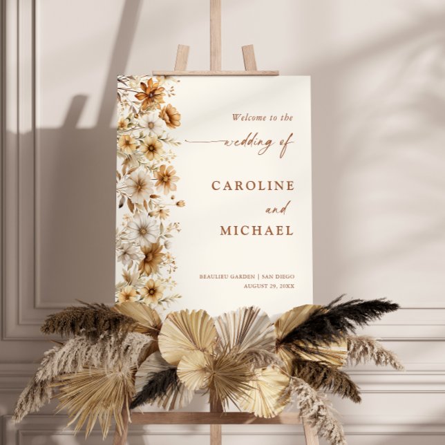 Burnt Orange Wildflower Wedding Welcome Sign (Creator Uploaded)