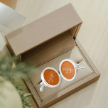 Burnt Orange with White Stylized Monogram Cufflinks<br><div class="desc">A pair of sterling silver plated, round cufflinks for the fashionable man that feature a trendy, burnt orange color to match his outfit along with his name printed in white, upper case letters and superimposed with white, stylized initials. Personalize your cufflinks by editing and replacing name and initials as desired....</div>