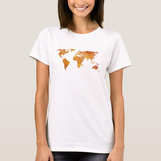Burnt Orange World Map T-Shirt