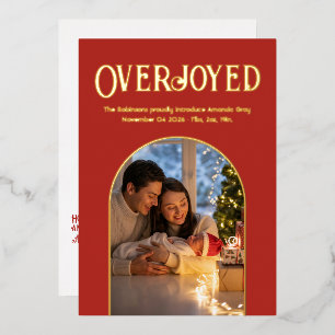 Burnt Orange Xmas Baby Birth Announcement Photo