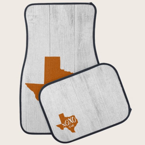 Burnt Orange XOXO, Y'all - Texas State Shape Car Floor Mat