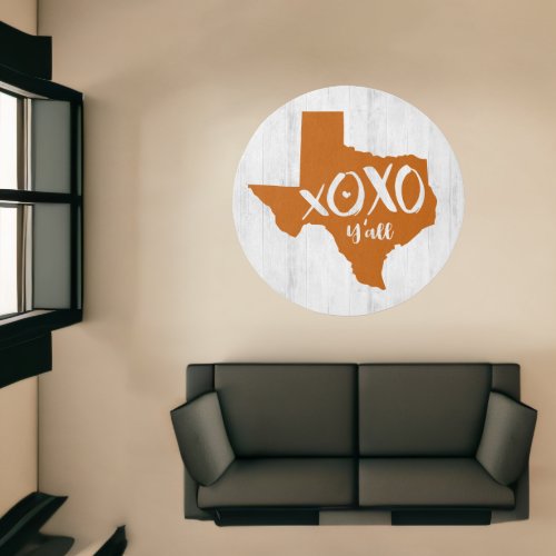 Burnt Orange XOXO Yall _ Texas State Shape Rug