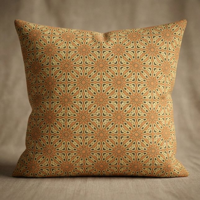 Burnt Orange Yellow Moroccan Geometric Mandala Fabric (Creator Uploaded)