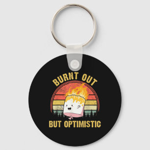Burnt Out But Optimistic Cute Marshmallow For Camp Keychain