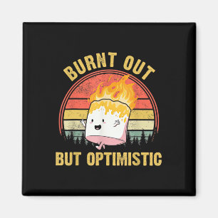 Burnt Out But Optimistic Cute Marshmallow For Camp Magnet