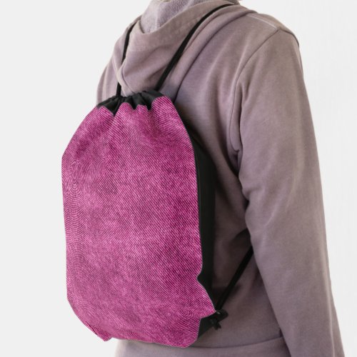 Burnt Pink Denim Pattern Drawstring Bag