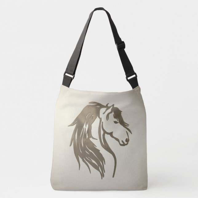 Burnt Platinum Horse Head Crossbody Bag (Front)