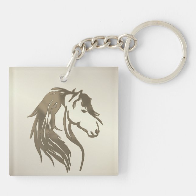 Burnt Platinum Horse Head Keychain (Back)