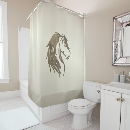 Burnt Platinum Horse Head Shower Curtain