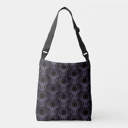 Burnt Purple and Black Finial Pattern Crossbody Bag