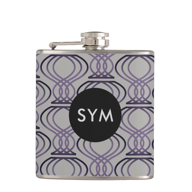 Burnt Purple and Silver Finial Pattern Flask (Front)