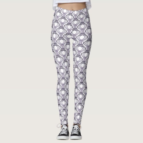 Burnt Purple Finial Pattern Leggings