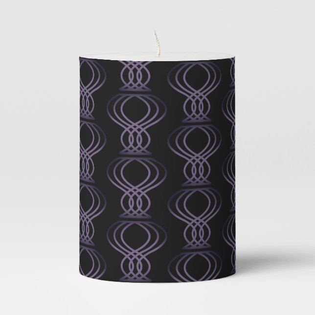 Burnt Purple Finial Pattern Pillar Candle (Front)