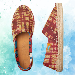 Burnt Red Abstract Tribal Pattern Slip-on Espadrilles