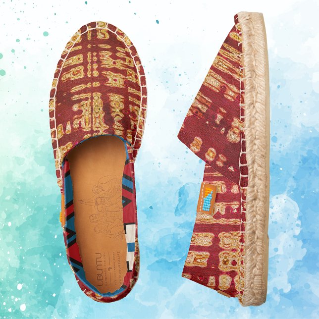 Burnt Red Abstract Tribal Pattern Slip-on Espadrilles (Burnt Red Abstract Tribal Pattern Slip-on Espadrilles)