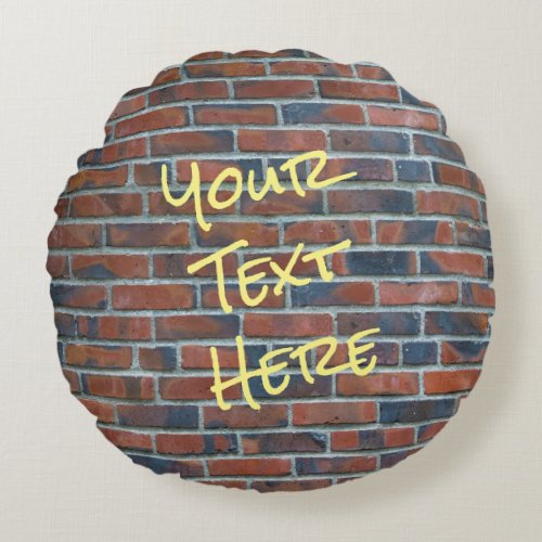 Burnt Red Brick Custom Graffiti Round Pillow