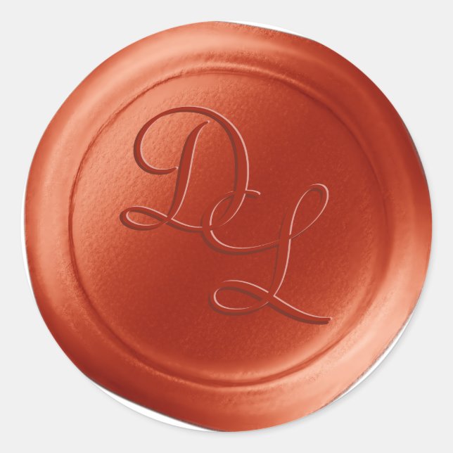 Burnt Red Rust 2 Letter Monogram Wax Seal Stickers (Front)