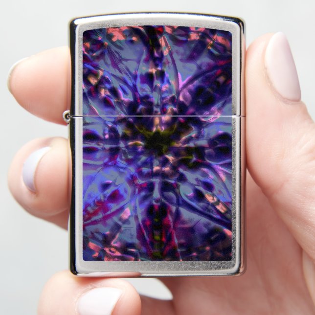 Burnt rough texture dark violet to stained purple zippo lighter (In Hand)