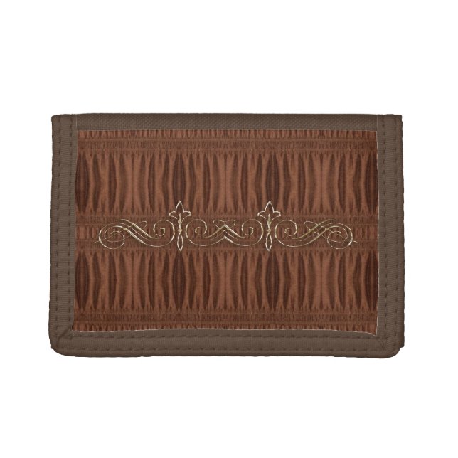 Burnt Rustic Leather 9 Trifold Wallet (Front)