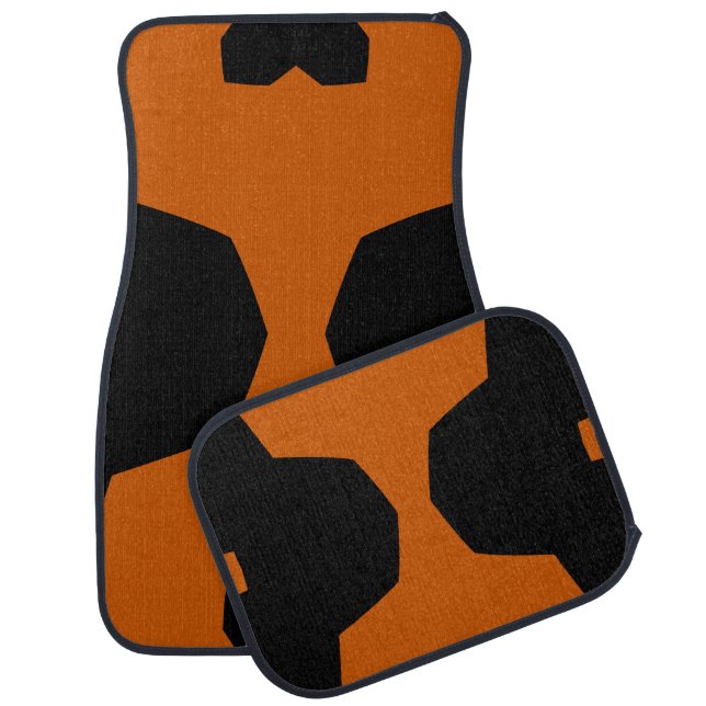 Burnt Sienna and Black Geometric Car Floor Mat (Set)
