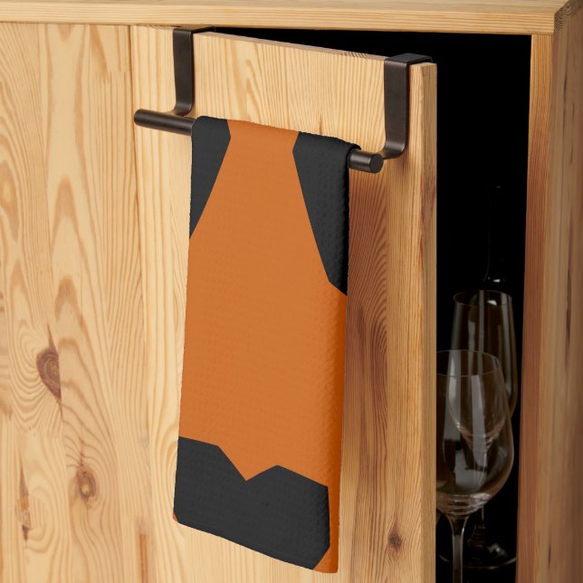 Burnt Sienna and Black Geometric Kitchen Towel (Thirds Fold)