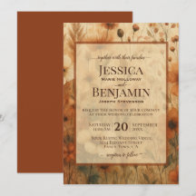 Burnt Sienna Boho Chic Wildflowers Stylish Wedding
