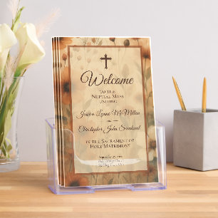 Burnt Sienna Boho Floral Catholic Wedding Program Brochure