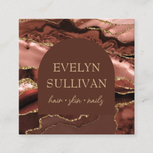 Burnt sienna brown agate and arch business card