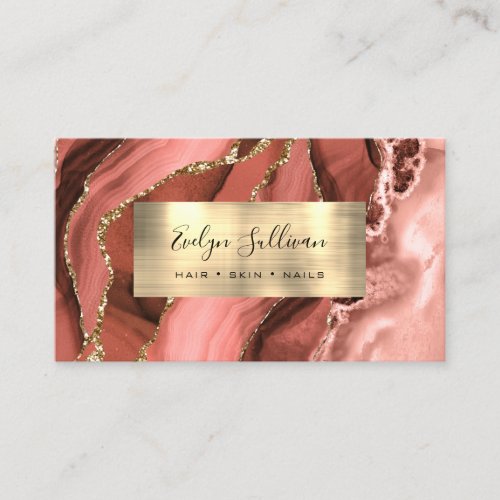 Burnt Sienna Brown Gold Agate Business Card