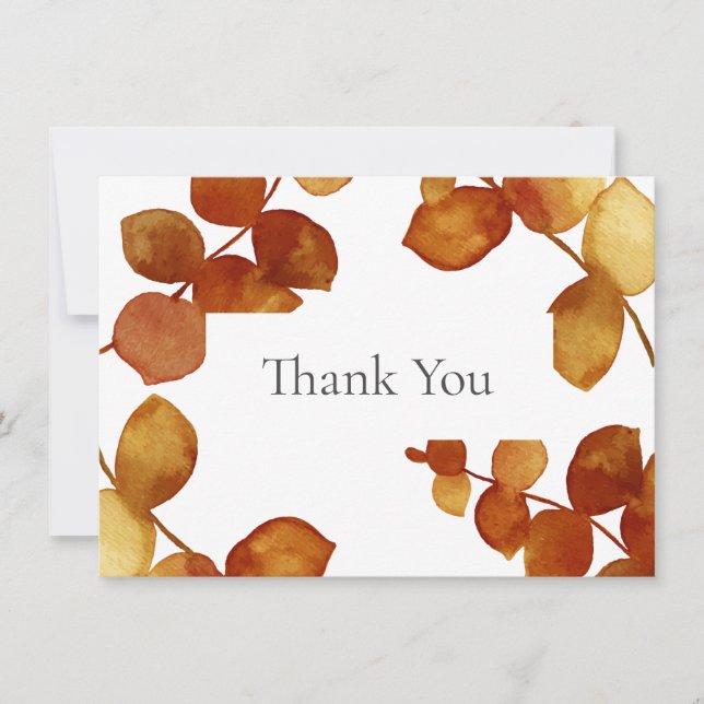 Burnt Sienna Eucalyptus Leaves Thank You Card (Front)