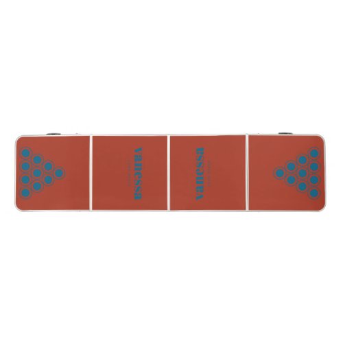 Burnt Sienna Minimal Modern Classic Name Beer Pong Table