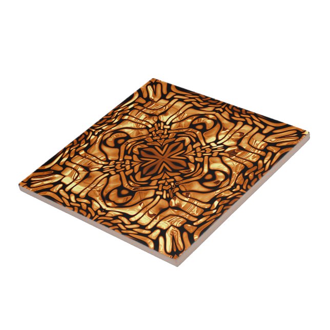 Burnt Sienna Terracotta Brown Ethnic Tribe Art Tile (Side)