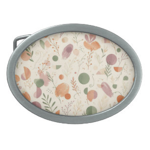 Burnt Terracotta Dusty Sage Boho Desert Fern Line Belt Buckle