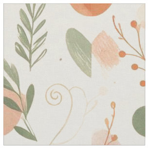 Burnt Terracotta Dusty Sage Boho Desert Fern Line  Fabric