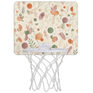 Burnt Terracotta Dusty Sage Boho Desert Fern Line Mini Basketball Hoop