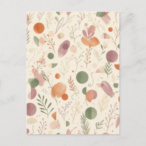 Burnt Terracotta Dusty Sage Boho Desert Fern Line  Postcard
