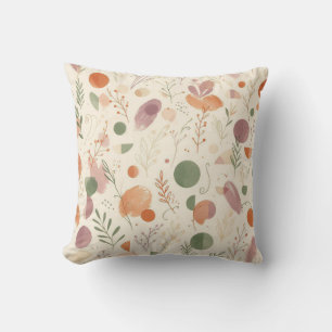 Burnt Terracotta Dusty Sage Boho Desert Fern Line Throw Pillow