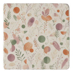 Burnt Terracotta Dusty Sage Boho Desert Fern Line Trivet