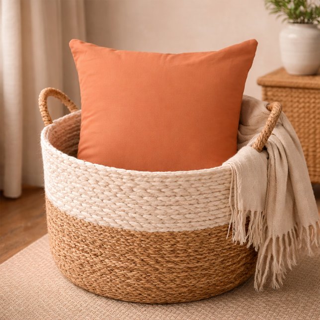 Burnt Terracotta Orange Solid Accent Throw Pillow (Creator Uploaded)